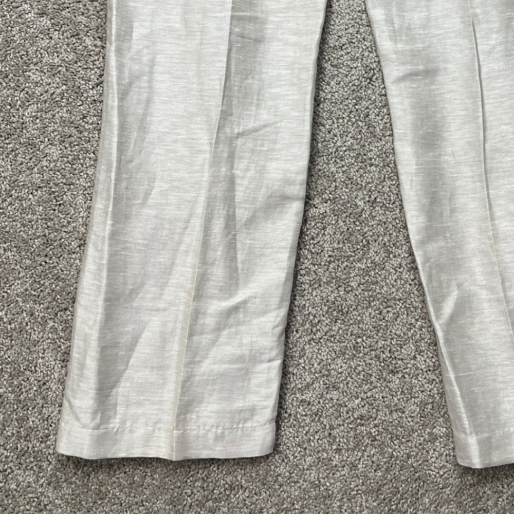Perry Ellis Linen Blend Pants Mens 38x32 Beige Straight Leg Drawstring Twill EUC - Picture 7 of 16